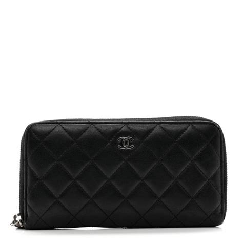 chanel lambskin quilted large gusset zip around wallet black|CHANEL Lambskin Quilted Large Gusset Zip Around Black .